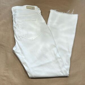 AG Adriano Goldschmied Rough Hem Skinny White Jean Sz 25R